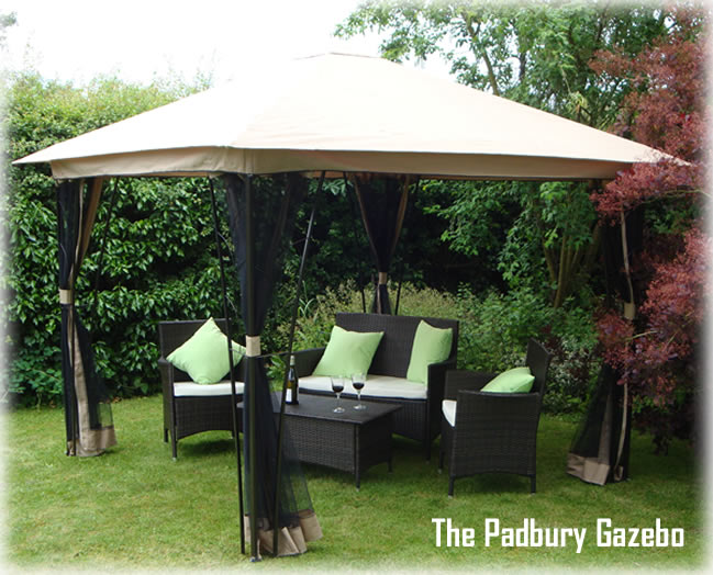The Padbury garden party gazebo with mosquito nets.